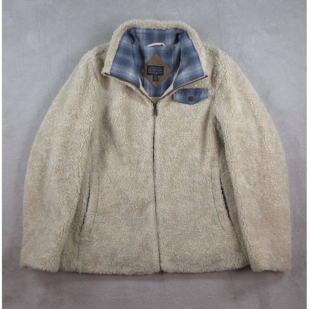 Pendleton Jacket Womens Small Sherpa Full Zip Beige